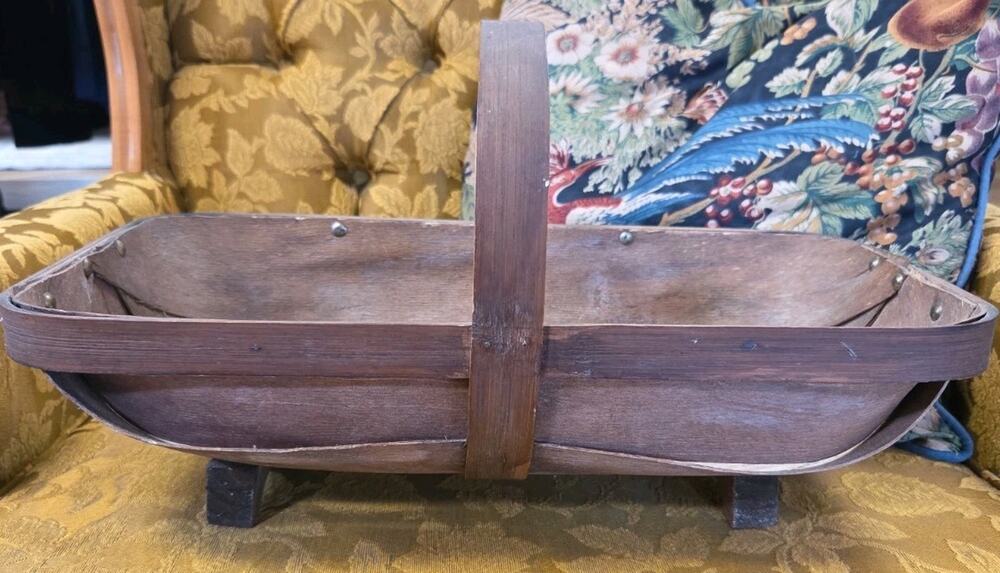 Vintage Garden Trug Sussex English Style Basket 15x10" 1850s